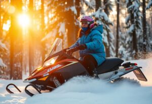 fat girl on a snowmobile